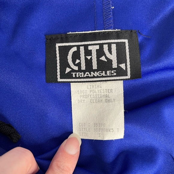 Vintage Y2K 90’s City Triangles mesh  Blue with Glitter Flowers size small - Picture 11 of 12